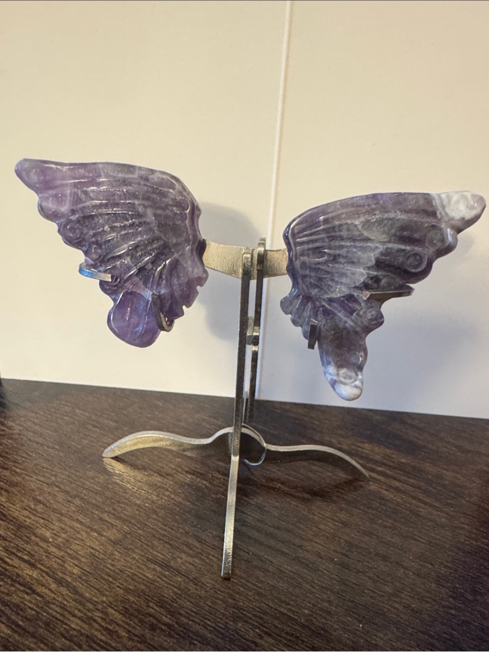 Carved Amethyst Butterfly Wings Display